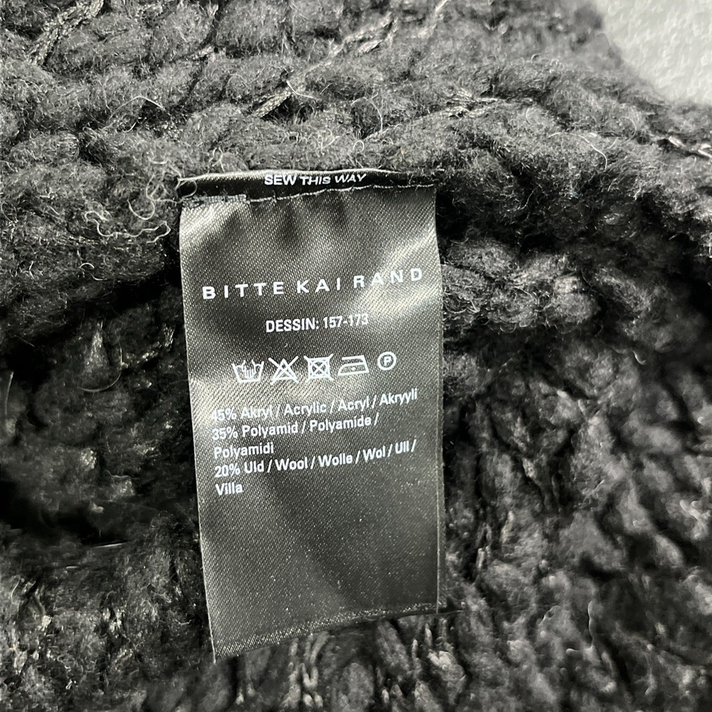 Bitte Kai Rand Black Textured Knit Poncho Sweater Womens Sz L/2 Cape Scandi Chic - Picture 6 of 9